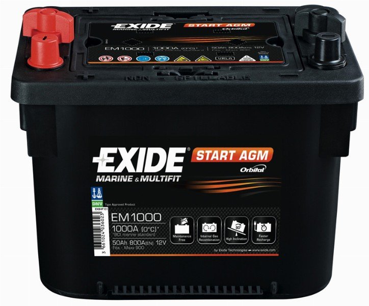 Baterie auto EXIDE EM1000 START AGM 12V 50AH, 800A