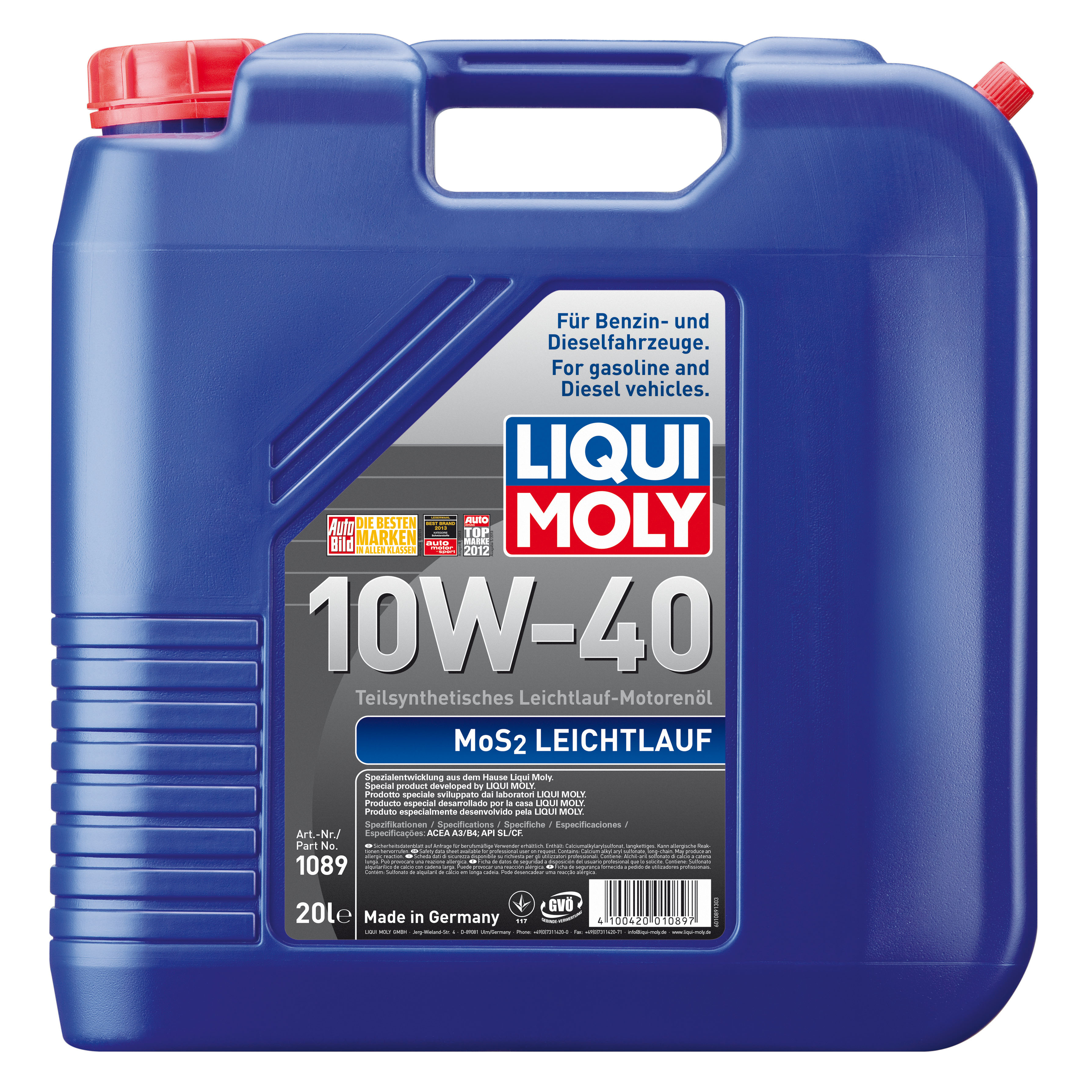 ULEI MOTOR LIQUI MOLY 1089 MOS2 LEICHTLAUF 10W40 20L ULEI MOTOR LIQUI MOLY 1089 MOS2 LEICHTLAUF 10W40 20L