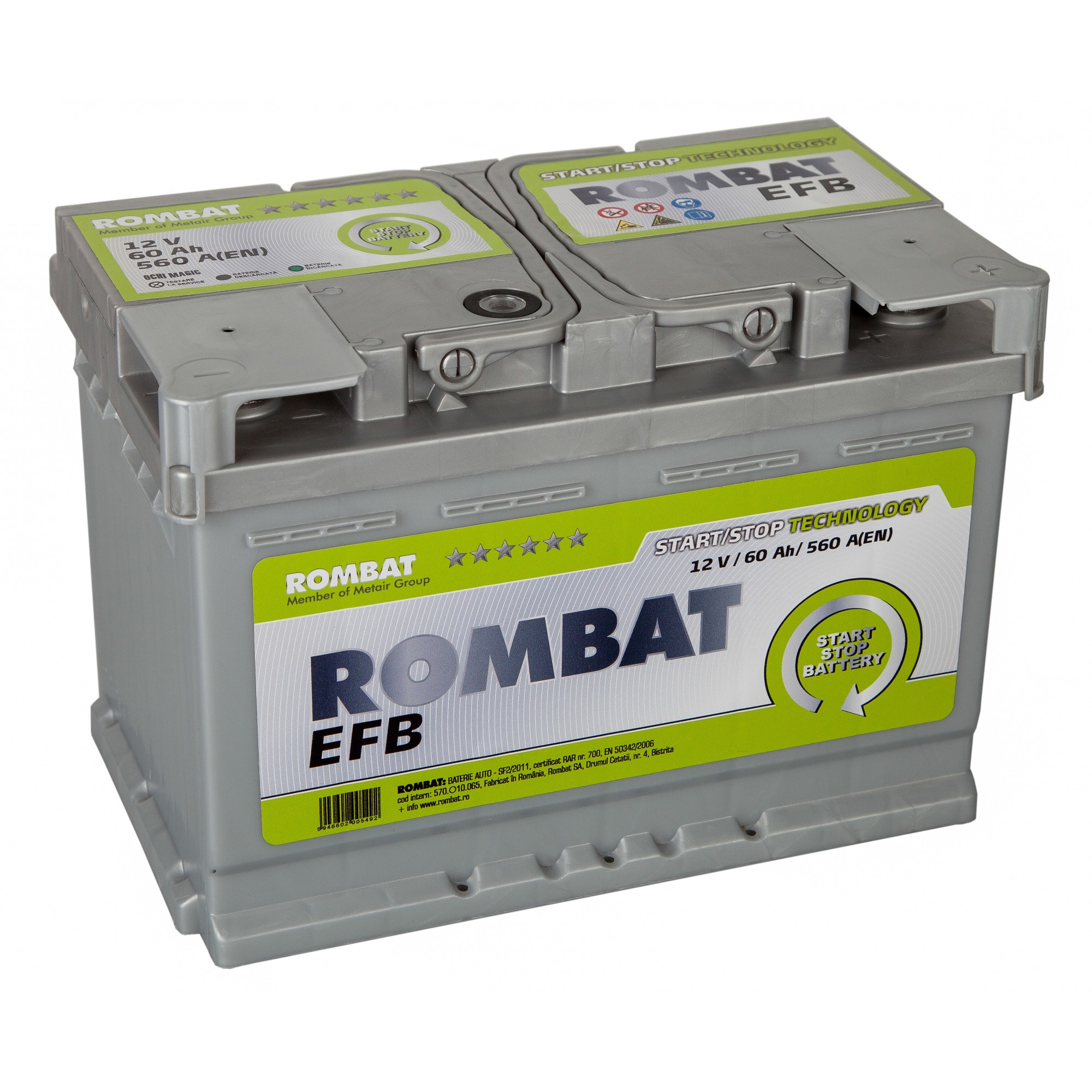 Baterie auto ROMBAT EFB 12V 60AH, 560A Baterie auto ROMBAT EFB 12V 60AH, 560A