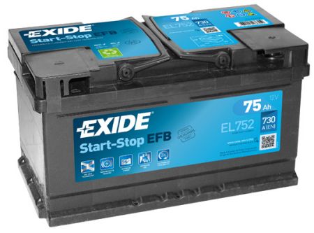 Baterie auto EXIDE EL752 EFB 12V 75Ah, 730A