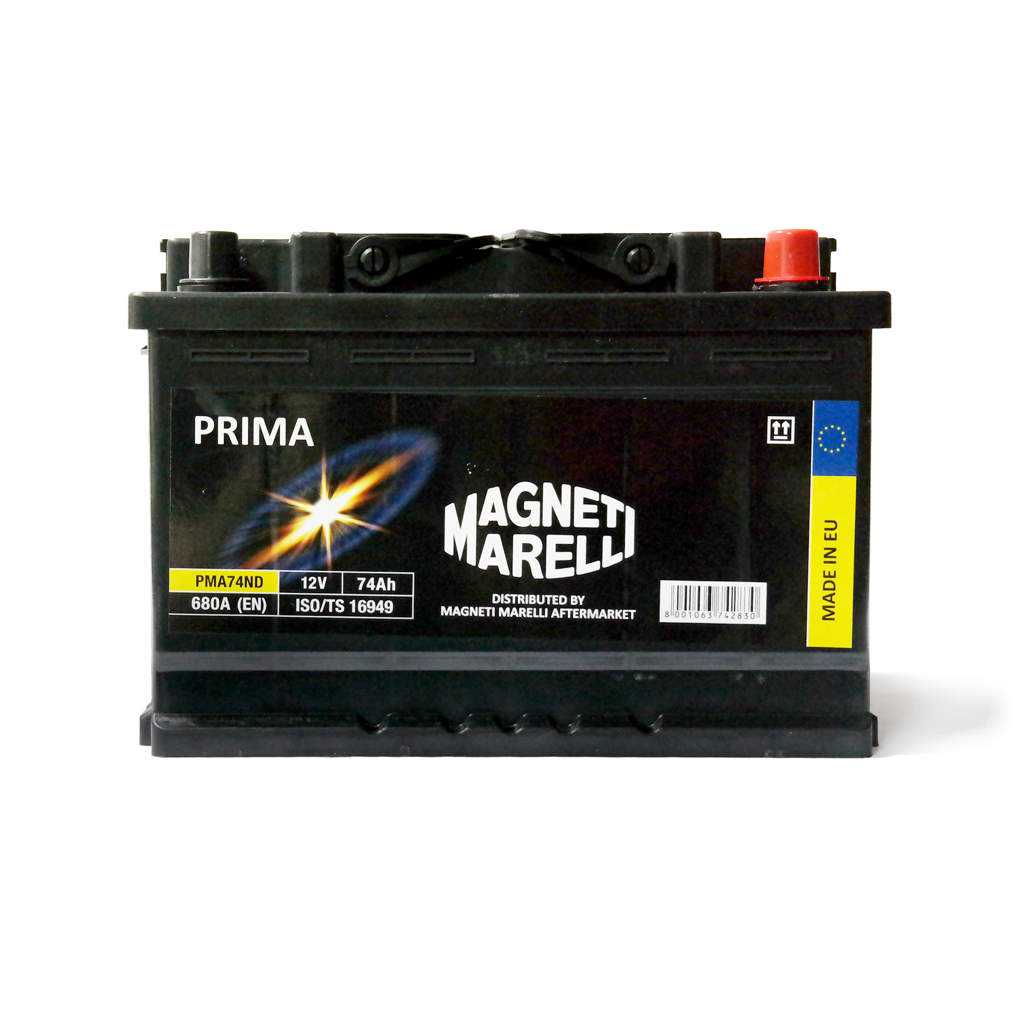 Baterie auto MAGNETI MARELLI PRIMA PMA74ND 12V 74AH, 680A Baterie auto MAGNETI MARELLI PRIMA PMA74ND 12V 74AH, 680A