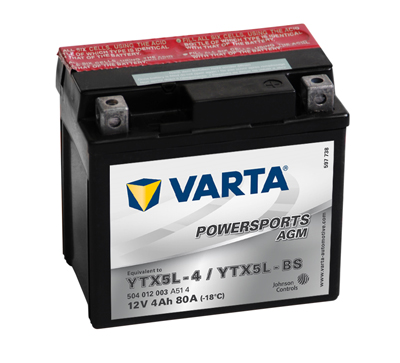 Baterie motocicleta VARTA 504012003A514 Funstart AGM YTX5L-BS 12V 4AH, 80A
